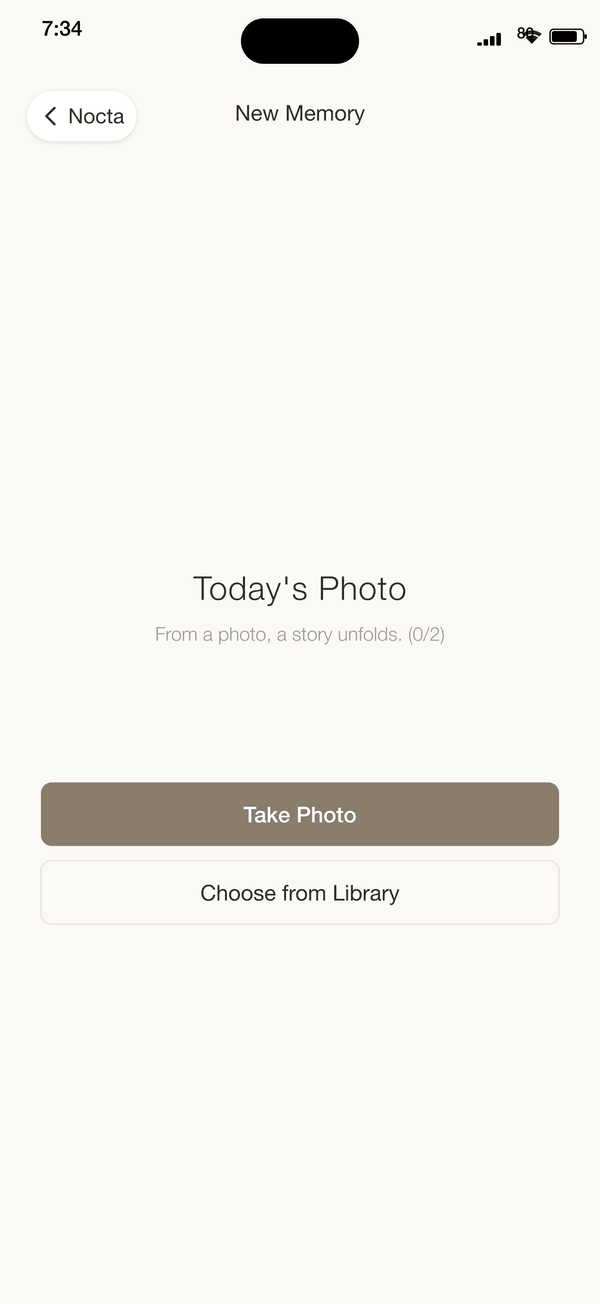 Nocta — capture a moment from camera or library